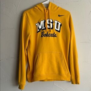 Nike Men's Yellow Hoodie with MSU Bobcats Design